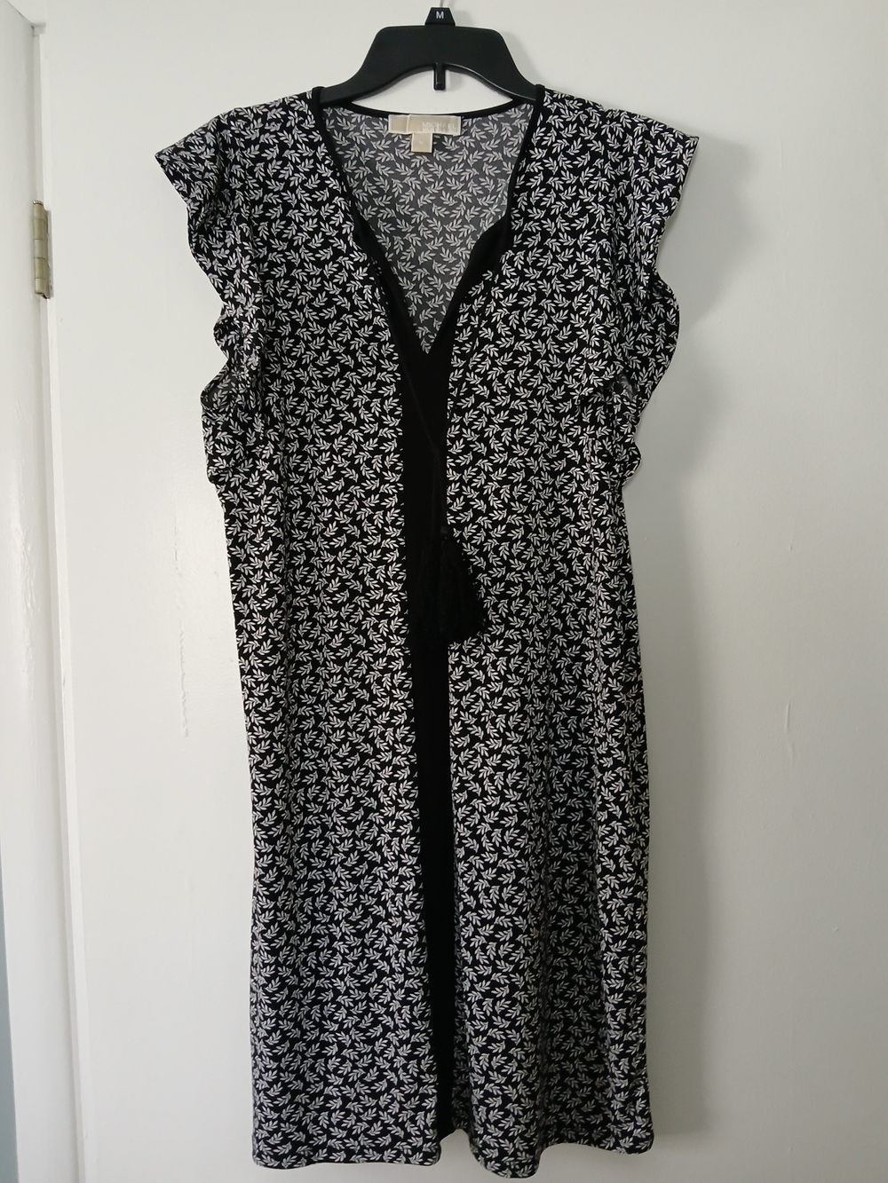 Michael Kors Black and White Floral Midi Dress